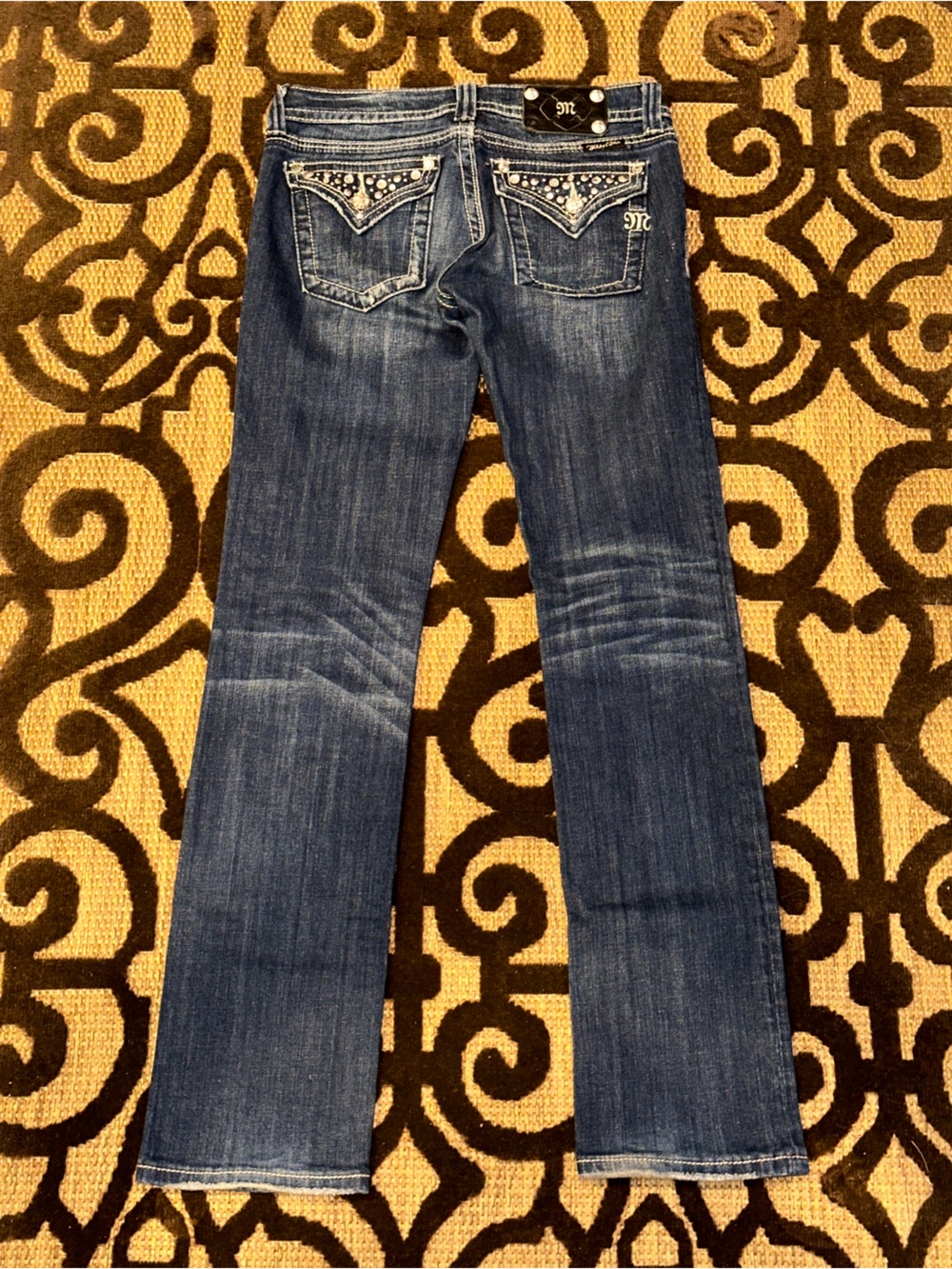 Miss Me Embellished Jeweled Straight Leg Jeans Size 30x32 JP5141ST